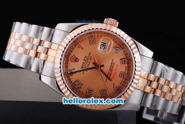 Rolex Datejust Oyster Perpetual Automatic With Rose Gold Dial and Rose Gold Bezel-Two Tone Strap - Click Image to Close